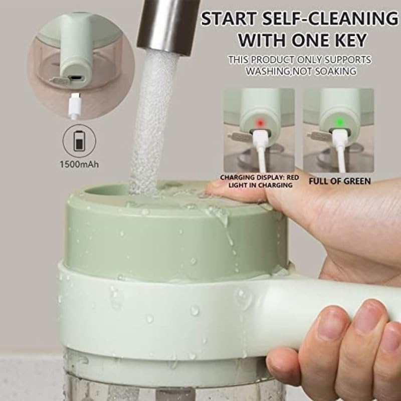 4 in 1 Handheld Electric Vegetable Cutter Set Portable Wireless Garlic Mud Masher Garlic Press and Slicer Set Multifunctional