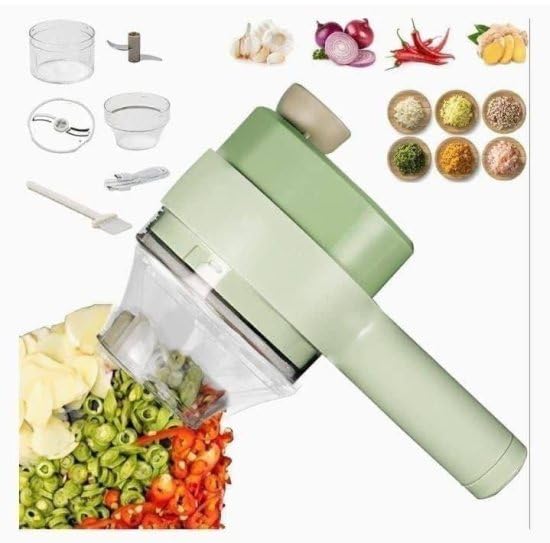 4 in 1 Handheld Electric Vegetable Cutter Set Portable Wireless Garlic Mud Masher Garlic Press and Slicer Set Multifunctional